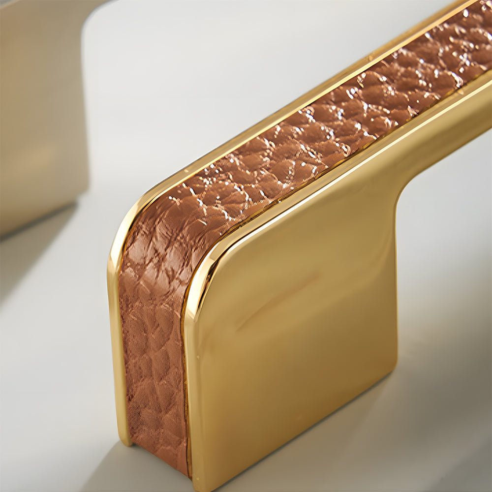 Comforsyco Textured Leather Inlay Cabinet Pulls and Knobs