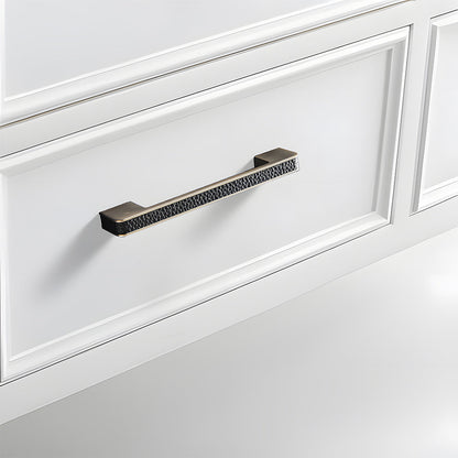 Comforsyco Textured Leather Inlay Cabinet Pulls and Knobs