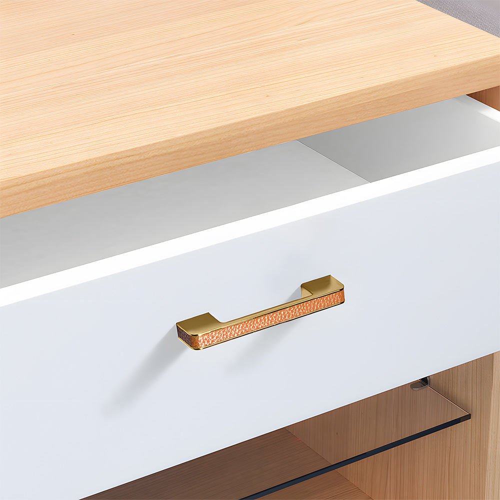 Comforsyco Textured Leather Inlay Cabinet Pulls and Knobs