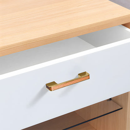 Comforsyco Textured Leather Inlay Cabinet Pulls and Knobs