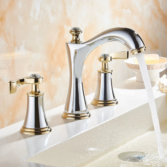 Traditional High-Arc Two-Handle 3-Hole Widespread Bathroom Sink Faucet