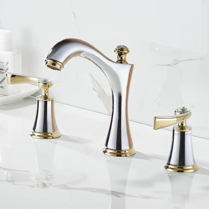 Traditional High-Arc Two-Handle 3-Hole Widespread Bathroom Sink Faucet