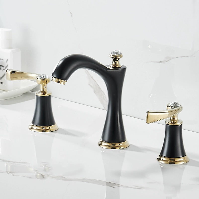 Traditional High-Arc Two-Handle 3-Hole Widespread Bathroom Sink Faucet