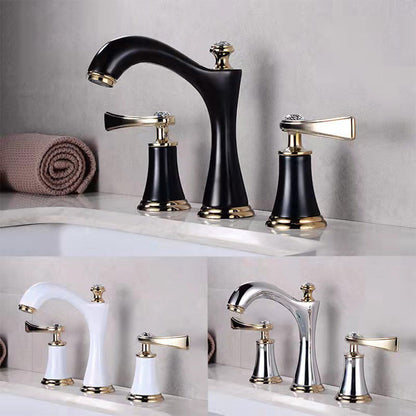 Traditional High-Arc Two-Handle 3-Hole Widespread Bathroom Sink Faucet