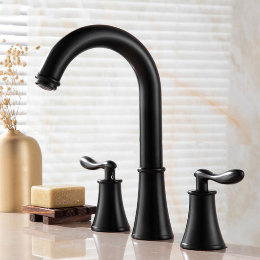Transitional High-Arc 3-Hole Widespread Bathroom Sink Faucet