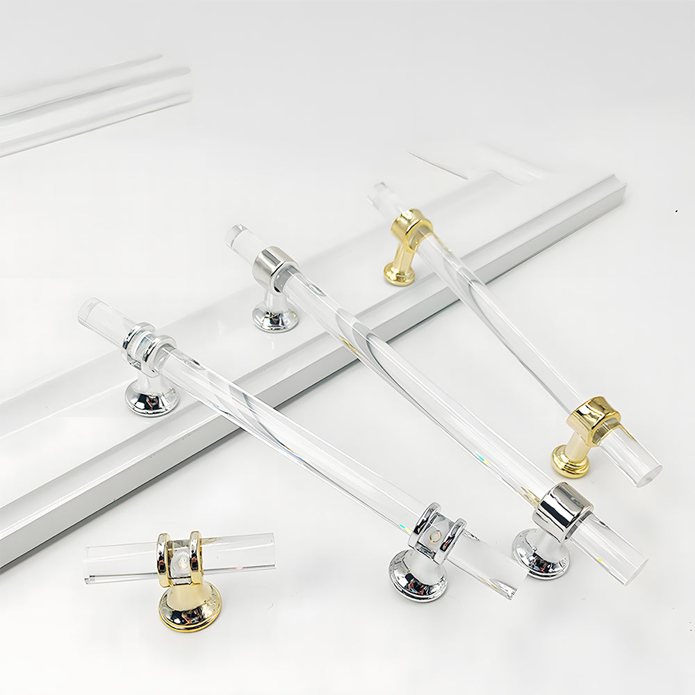 Comforsyco Transparent Acrylic Cabinet Handles for Bathroom Vanities