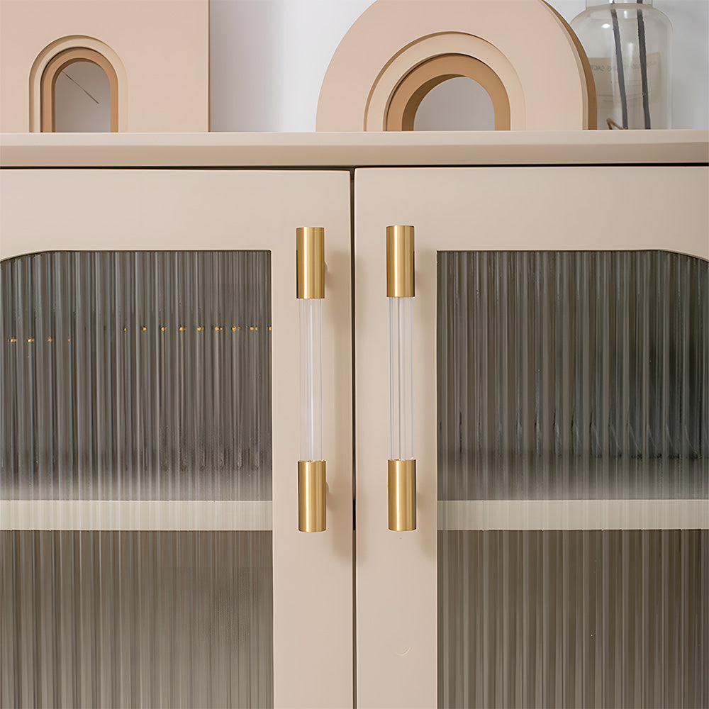 Comforsyco Transparent Acrylic Round Bar Cabinet Handles with Brass Gold Ends