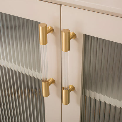 Comforsyco Transparent Acrylic Round Bar Cabinet Handles with Brass Gold Ends