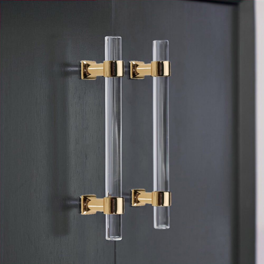 Comforsyco Transparent Acrylic Round Bar Cabinet Pulls for Wardrobes