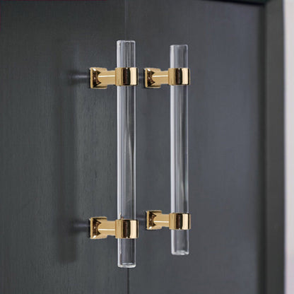 Comforsyco Transparent Acrylic Round Bar Cabinet Pulls for Wardrobes