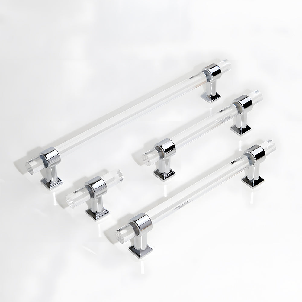 Comforsyco Transparent Acrylic Round Bar Cabinet Pulls for Wardrobes
