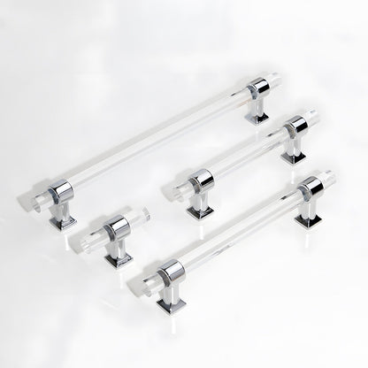 Comforsyco Transparent Acrylic Round Bar Cabinet Pulls for Wardrobes