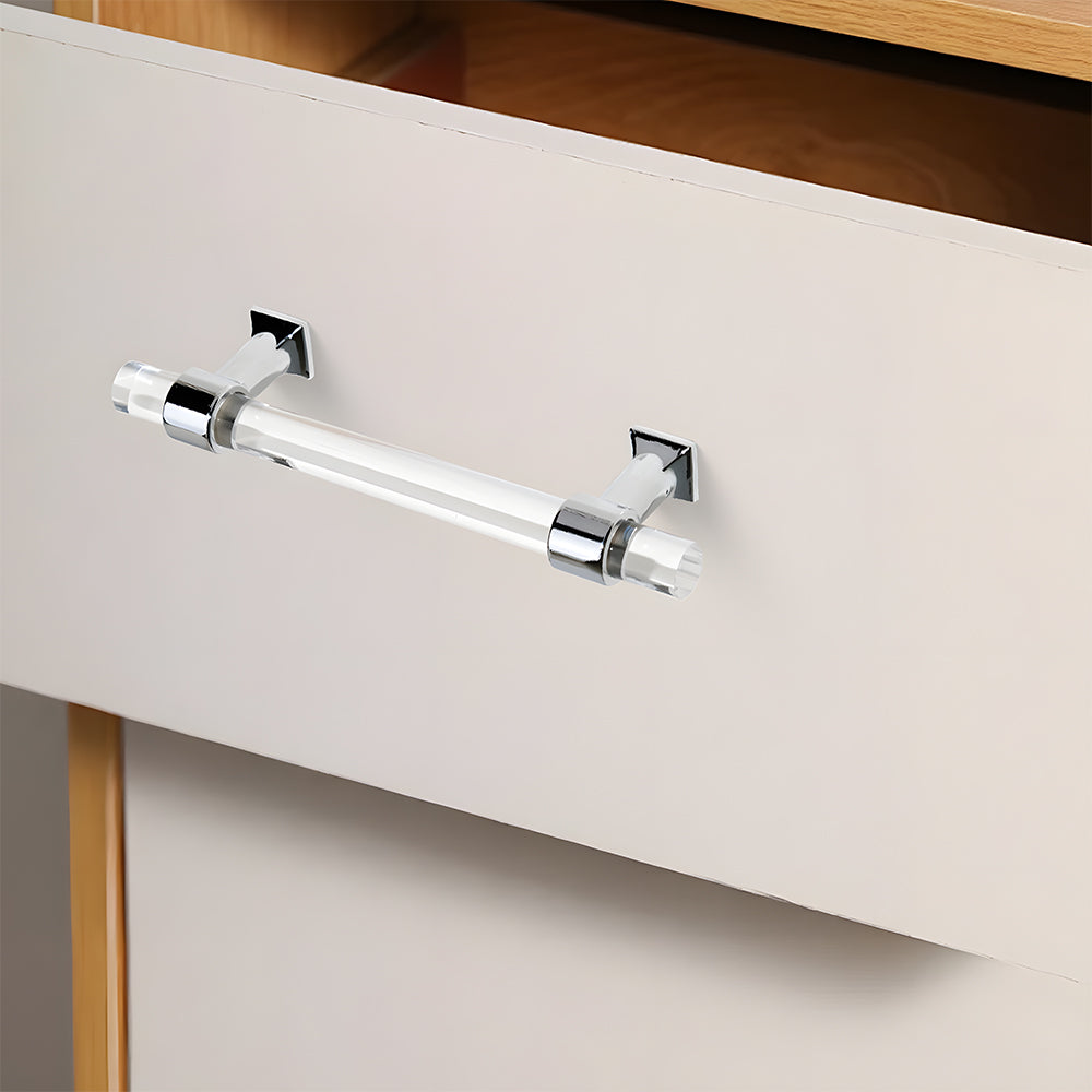 Comforsyco Transparent Acrylic Round Bar Cabinet Pulls for Wardrobes