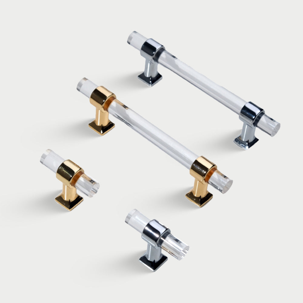 Comforsyco Transparent Acrylic Round Bar Cabinet Pulls for Wardrobes