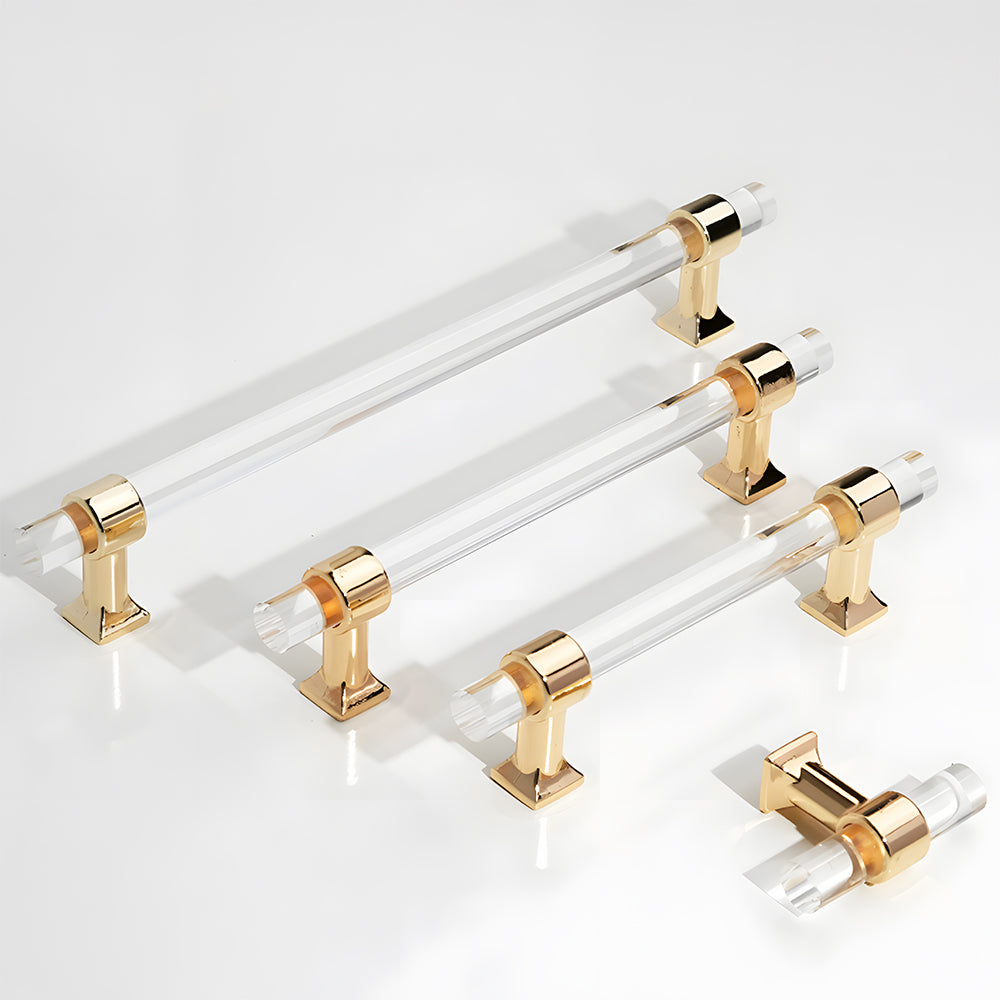 Comforsyco Transparent Acrylic Round Bar Cabinet Pulls for Wardrobes