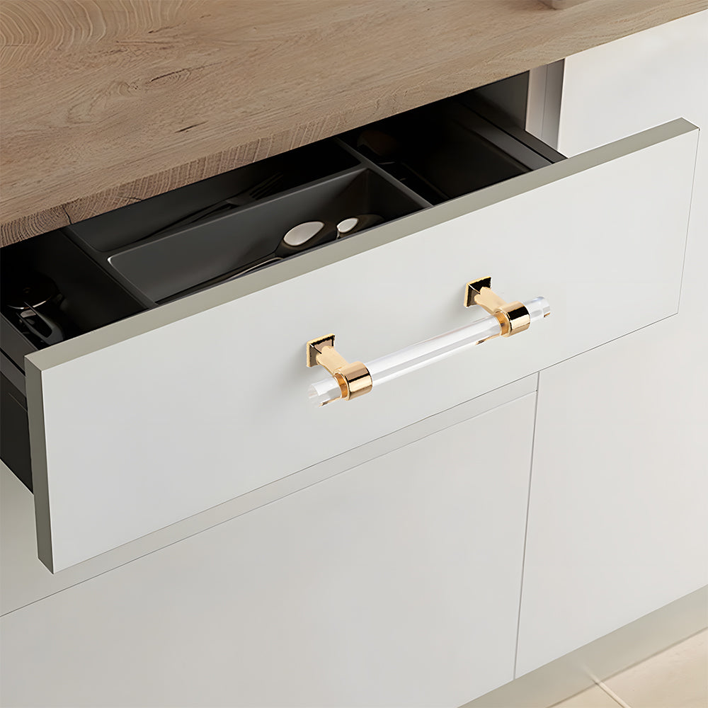 Comforsyco Transparent Acrylic Round Bar Cabinet Pulls for Wardrobes