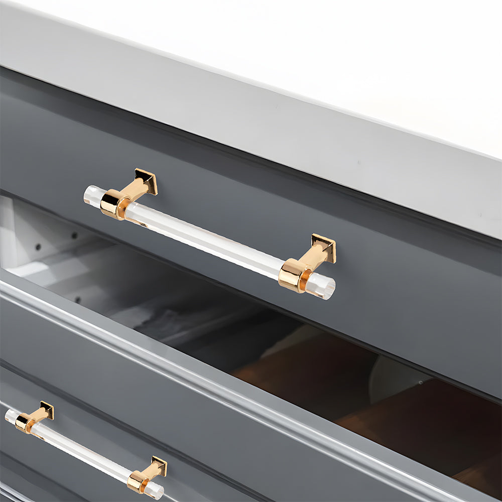 Comforsyco Transparent Acrylic Round Bar Cabinet Pulls for Wardrobes