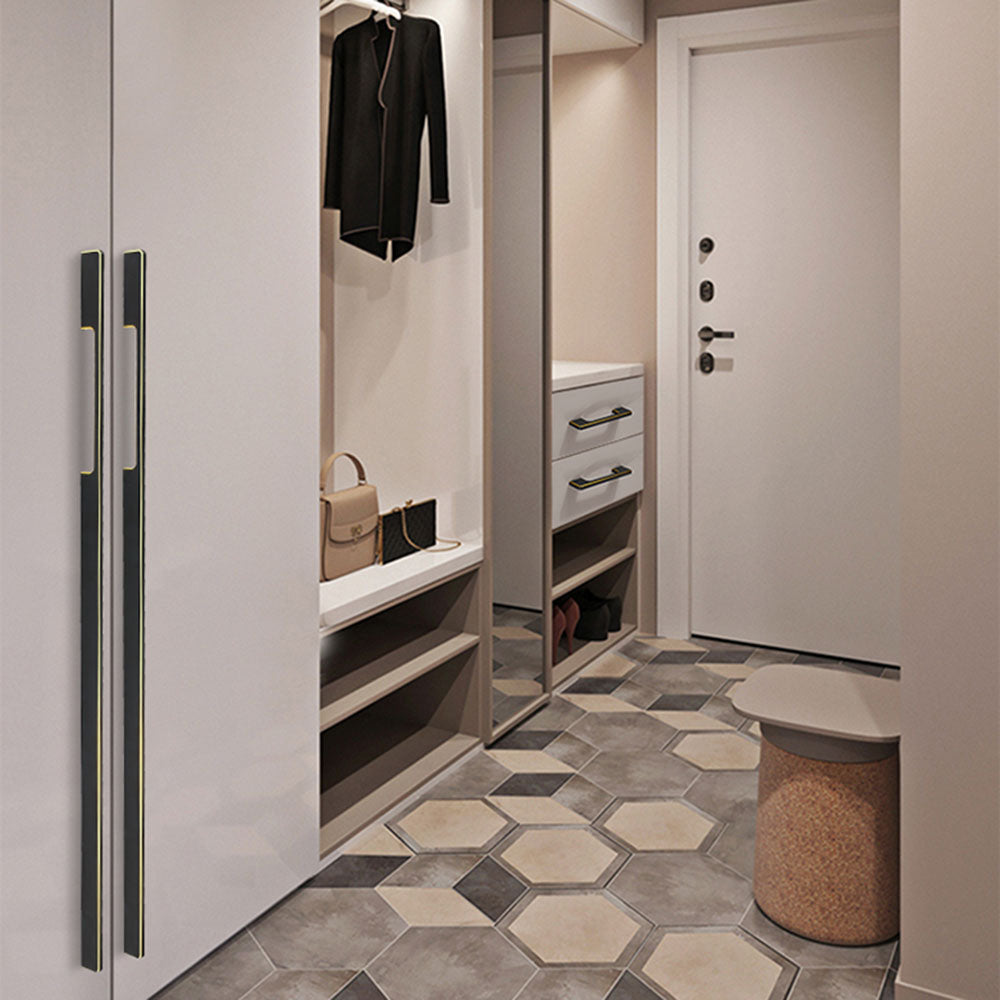 Comforsyco Two-Tone Black Aluminum Alloy Cabinet Handles and Pulls