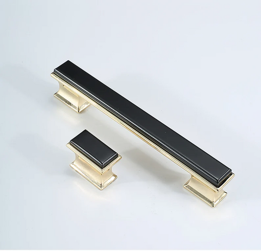 Comforsyco Two-Tone Black and Gold Cabinet Pulls and Knobs for Wardrobes