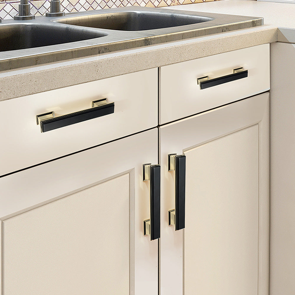 Comforsyco Two-Tone Black and Gold Cabinet Pulls and Knobs for Wardrobes