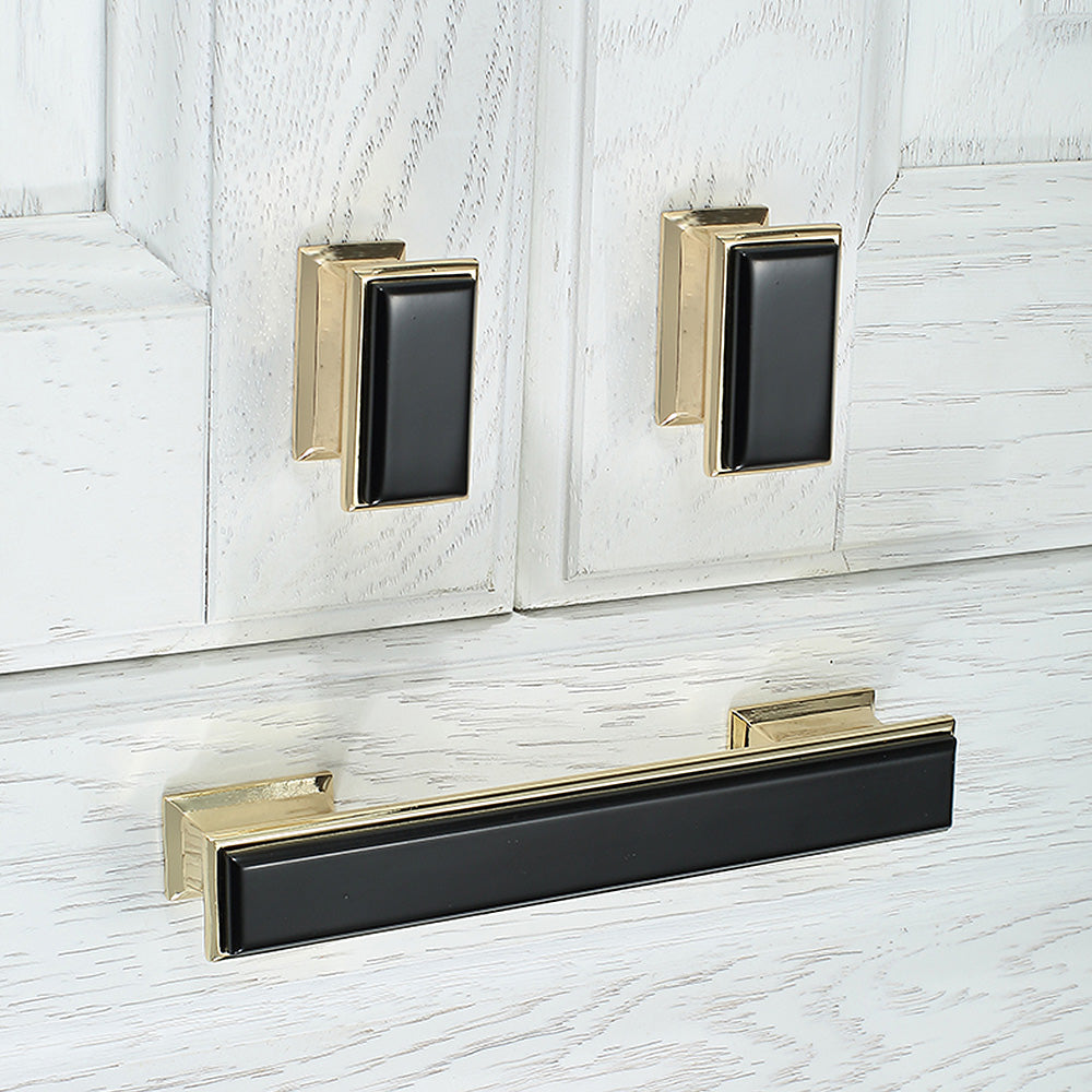 Comforsyco Two-Tone Black and Gold Cabinet Pulls and Knobs for Wardrobes