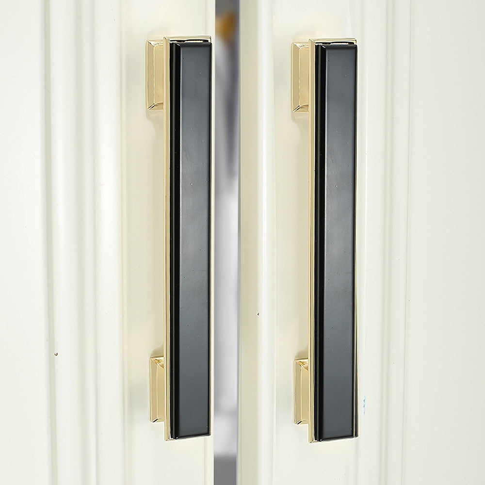 Comforsyco Two-Tone Black and Gold Cabinet Pulls and Knobs for Wardrobes