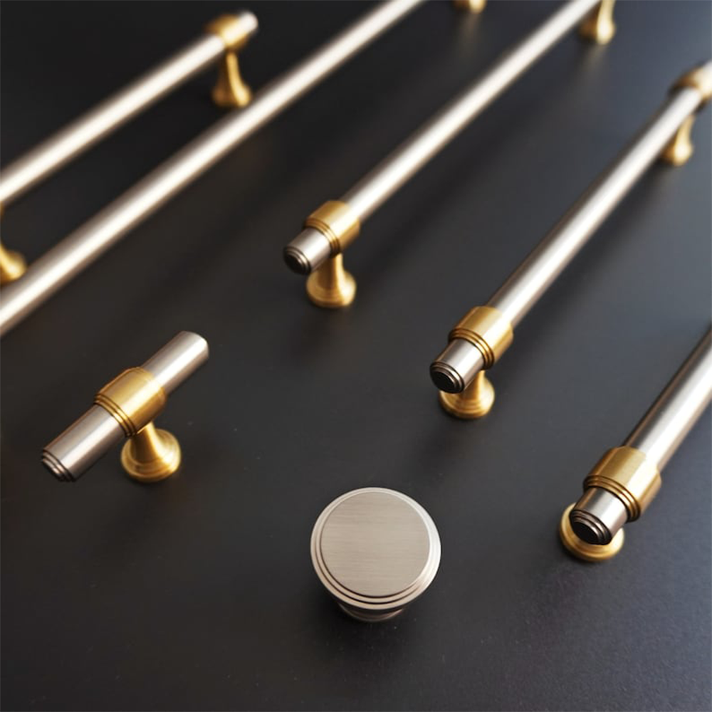 Comforsyco Two-Tone Brass Cabinet Pulls and Knobs