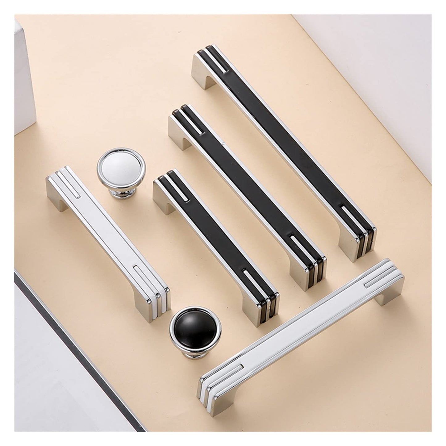 Comforsyco Two-Tone Chrome Cabinet Pulls with Knob Option
