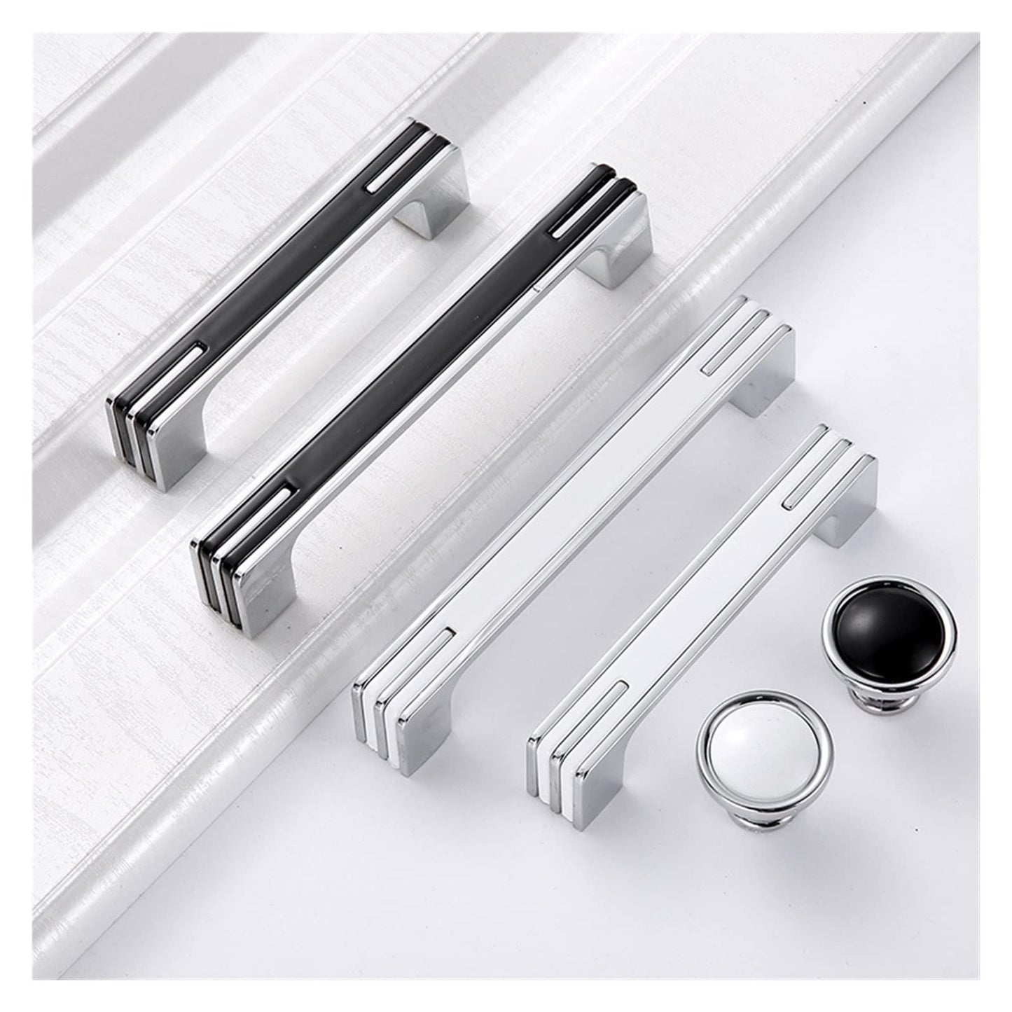 Comforsyco Two-Tone Chrome Cabinet Pulls with Knob Option