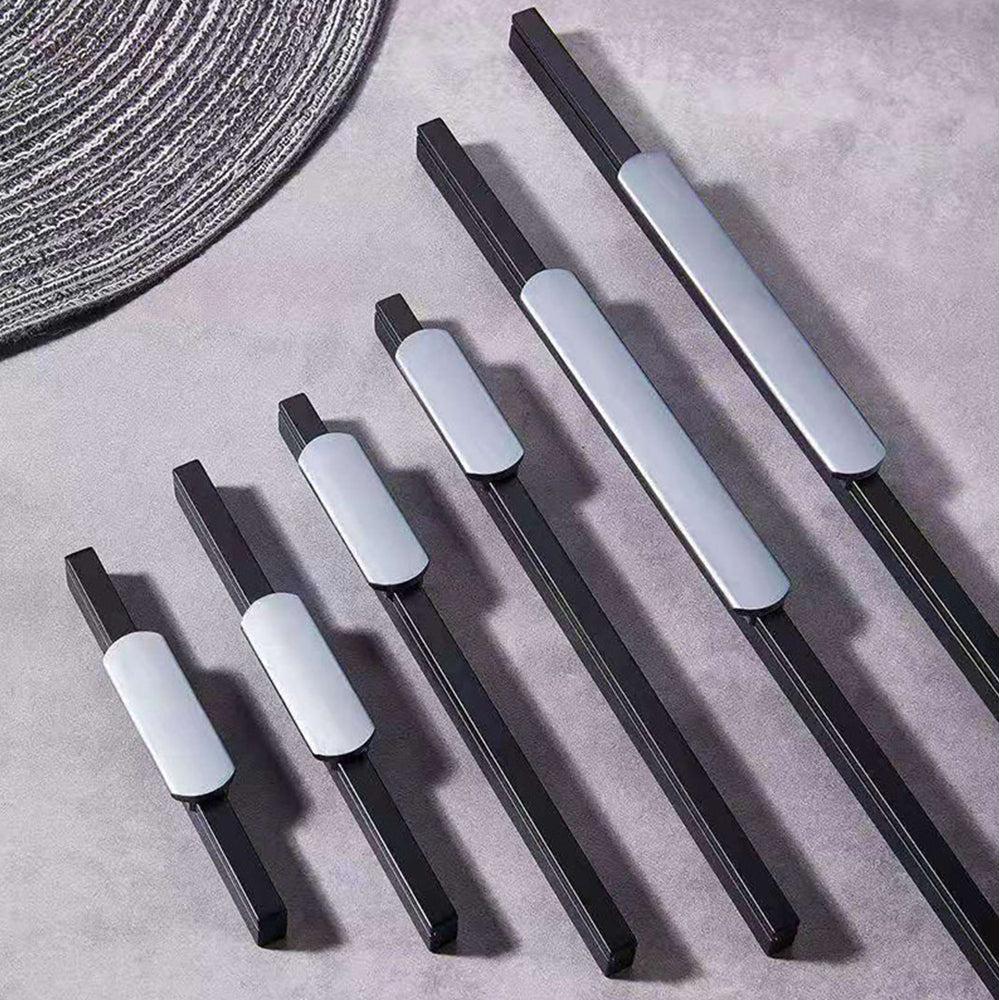Comforsyco Two-Tone Grooved Aluminum Cabinet Pulls and Door Handles
