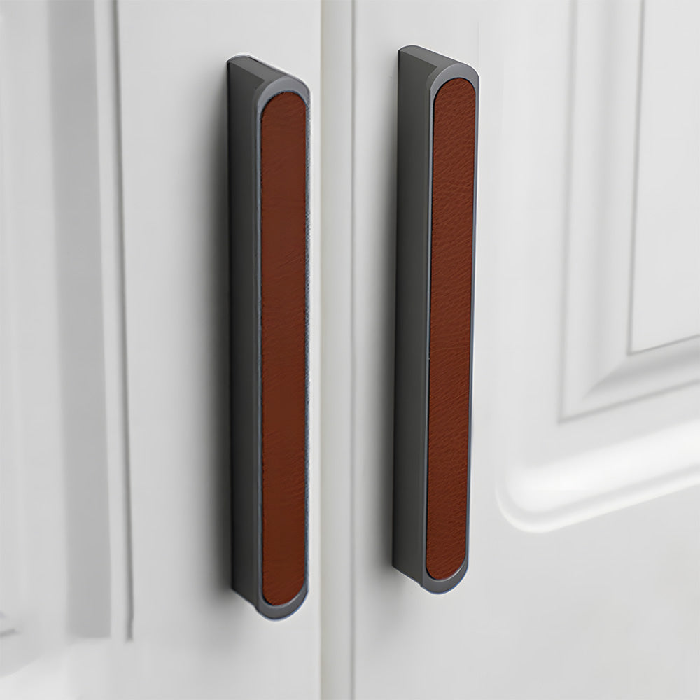 Comforsyco Two-Tone Leather Cabinet Pulls and Door Handles