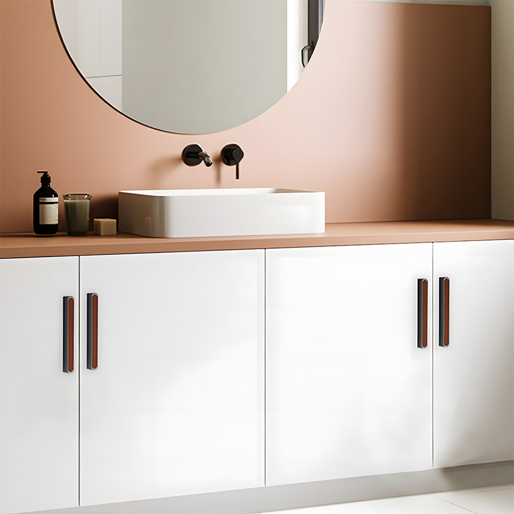 Comforsyco Two-Tone Leather Cabinet Pulls and Door Handles