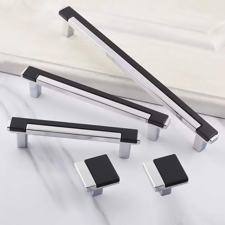 Comforsyco Two-Tone Rectangular Cabinet Pulls with Matching Square Knobs