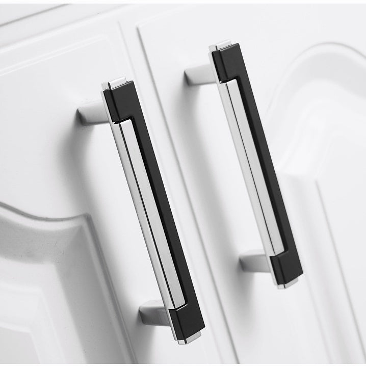 Comforsyco Two-Tone Rectangular Cabinet Pulls with Matching Square Knobs