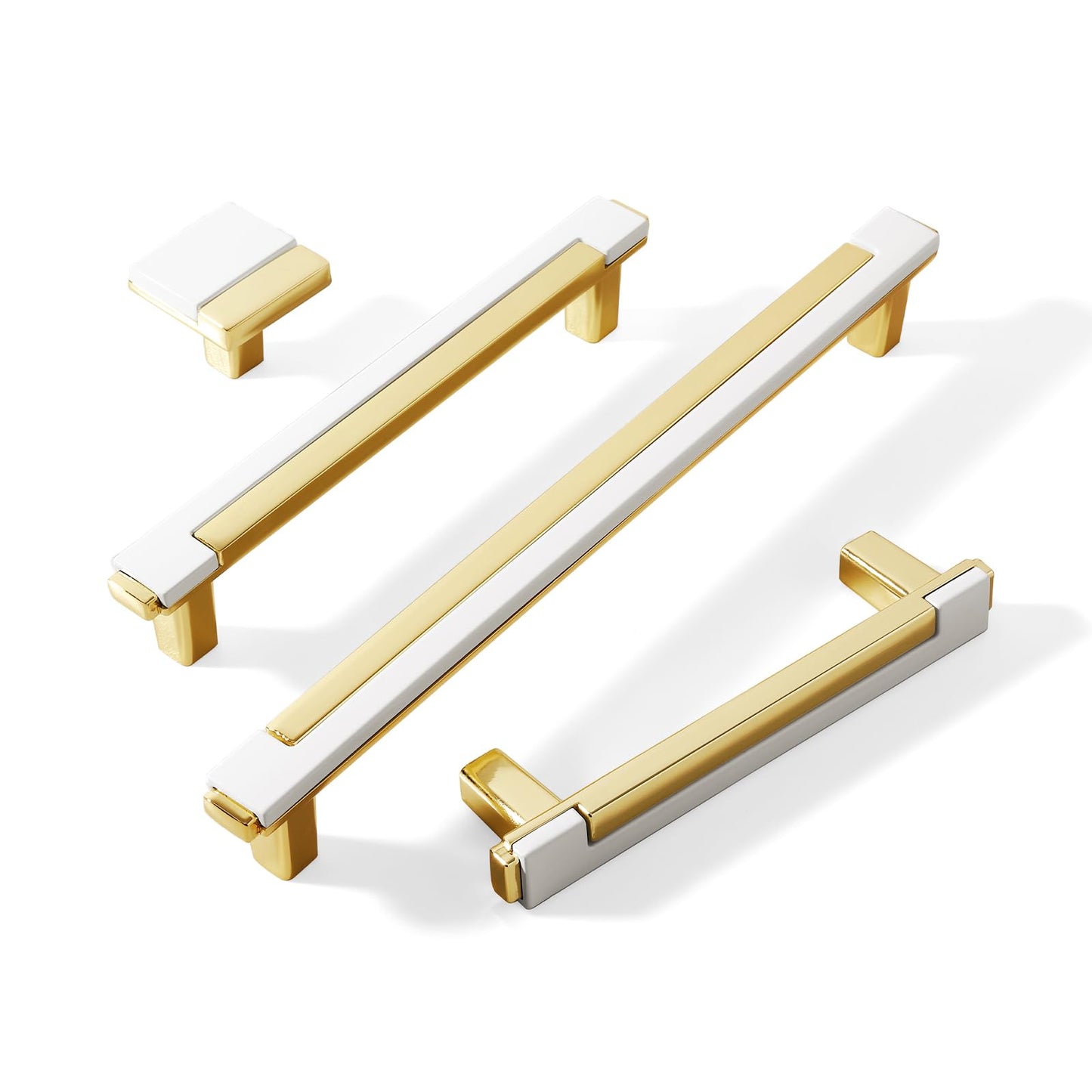Comforsyco Two-Tone Rectangular Cabinet Pulls with Matching Square Knobs
