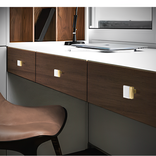 Comforsyco Two-Tone Rectangular Cabinet Pulls with Matching Square Knobs