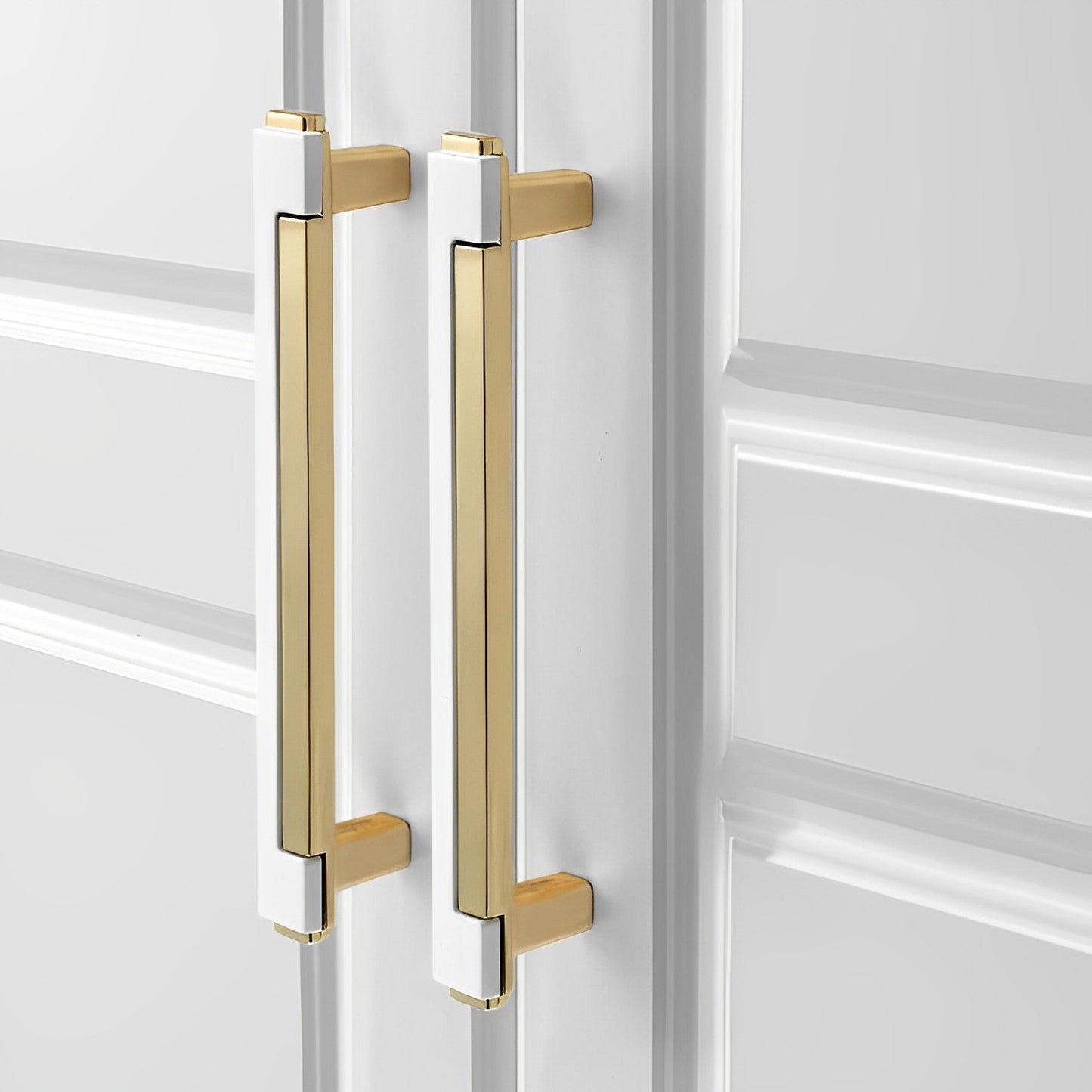Comforsyco Two-Tone Rectangular Cabinet Pulls with Matching Square Knobs