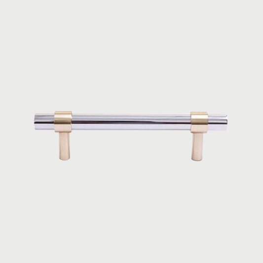 Comforsyco Two-Tone Round Bar Cabinet Handles with Brass Feet