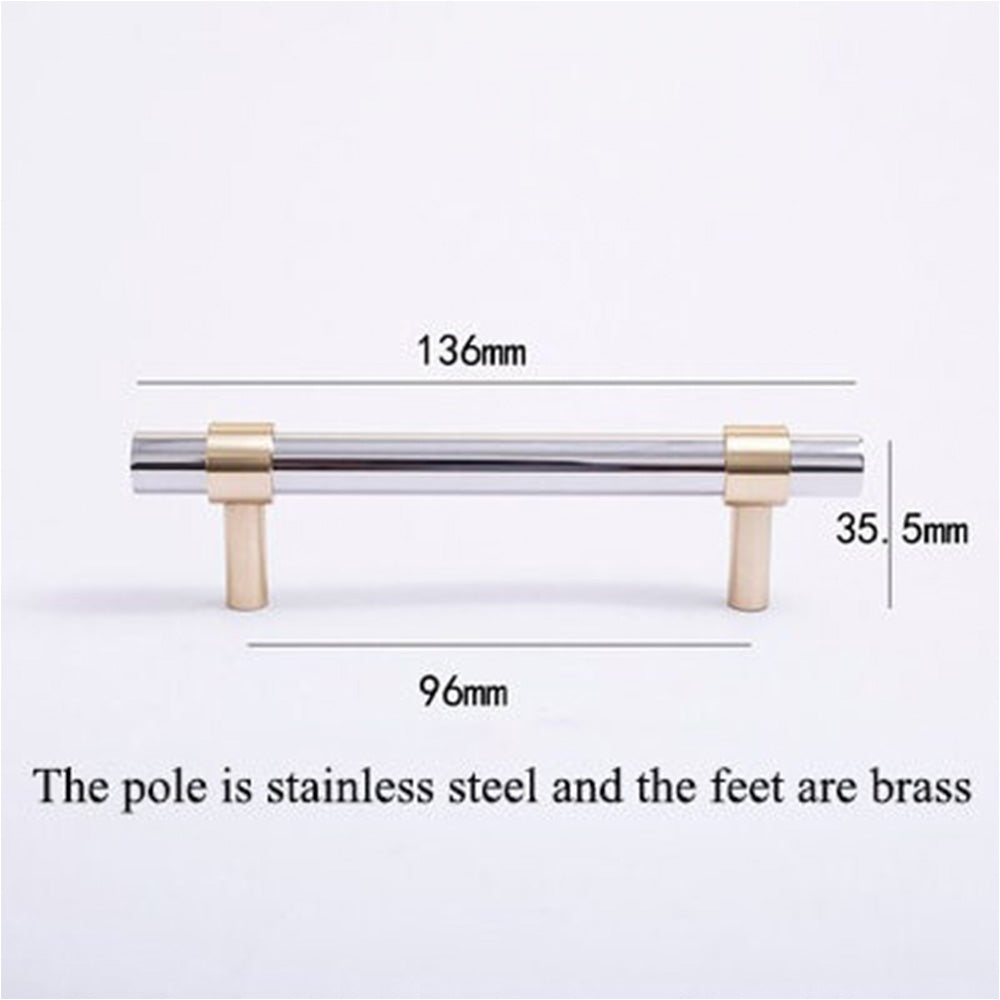 Comforsyco Two-Tone Round Bar Cabinet Handles with Brass Feet