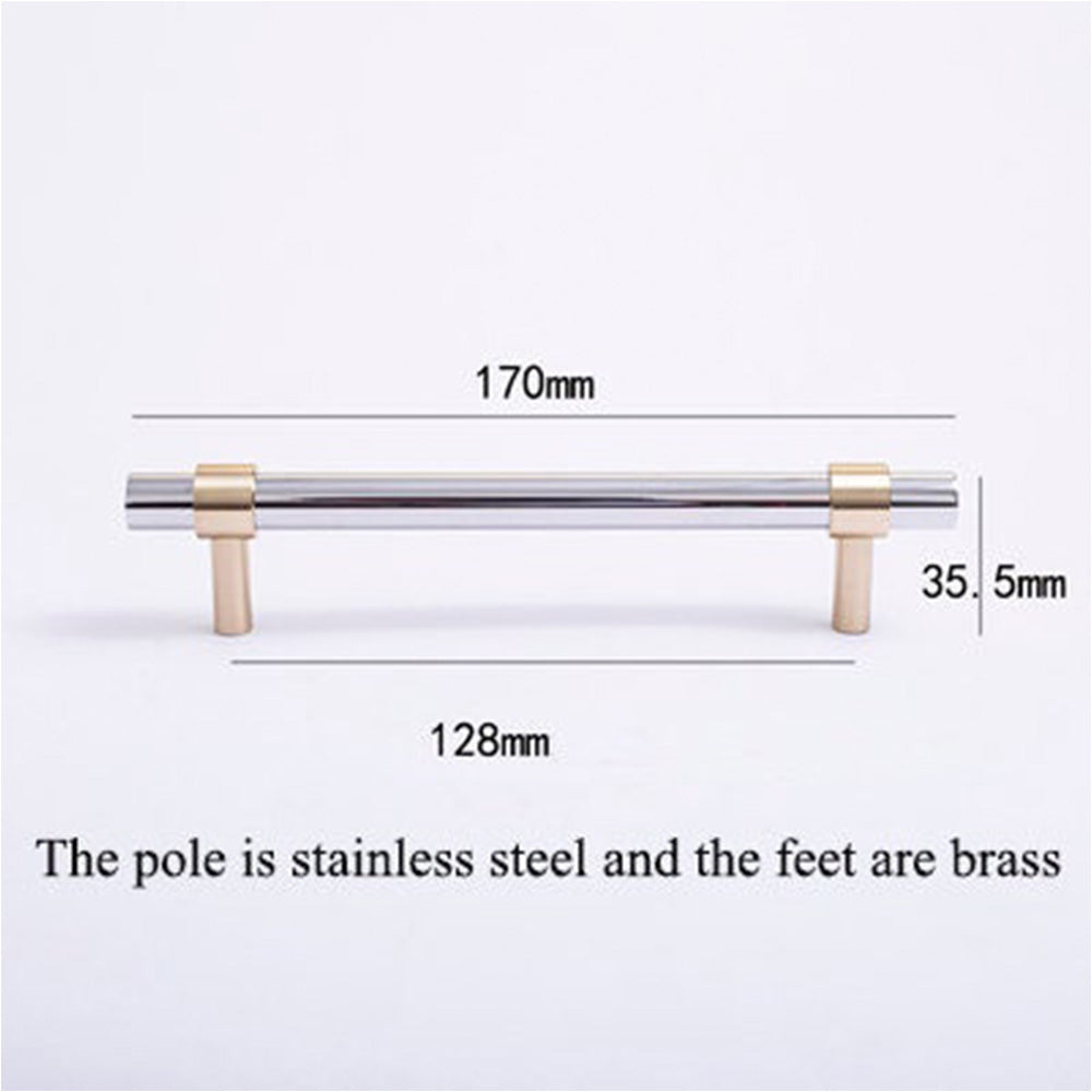 Comforsyco Two-Tone Round Bar Cabinet Handles with Brass Feet
