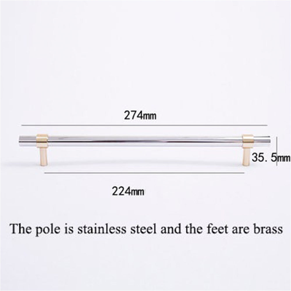 Comforsyco Two-Tone Round Bar Cabinet Handles with Brass Feet