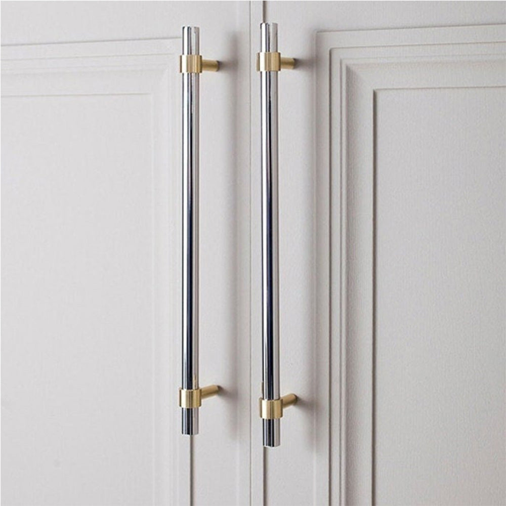 Comforsyco Two-Tone Round Bar Cabinet Handles with Brass Feet