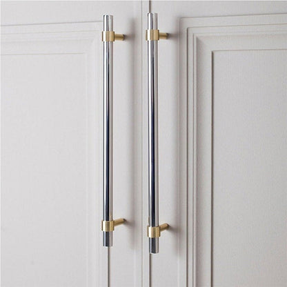 Comforsyco Two-Tone Round Bar Cabinet Handles with Brass Feet