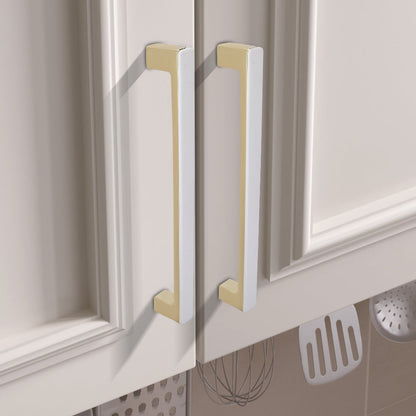 Comforsyco Two-Tone Slim Bar Cabinet Handles and Knobs for Wardrobes