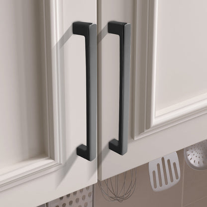 Comforsyco Two-Tone Slim Bar Cabinet Handles and Knobs for Wardrobes
