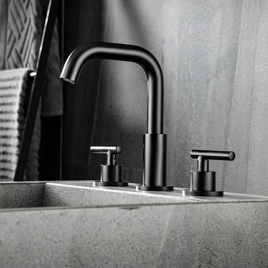Uppsala 3-Hole Hot and Cold Bathroom Sink Faucet with 2-Mode Rotating Nozzle