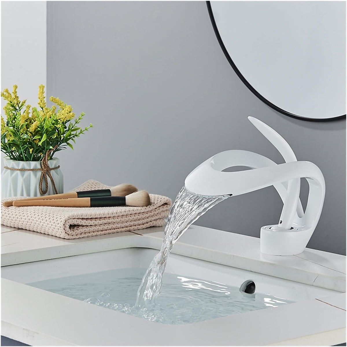 Veyra Waterfall Bathroom Sink Faucet, Modern Single Hole Single Lever Vanity Faucet