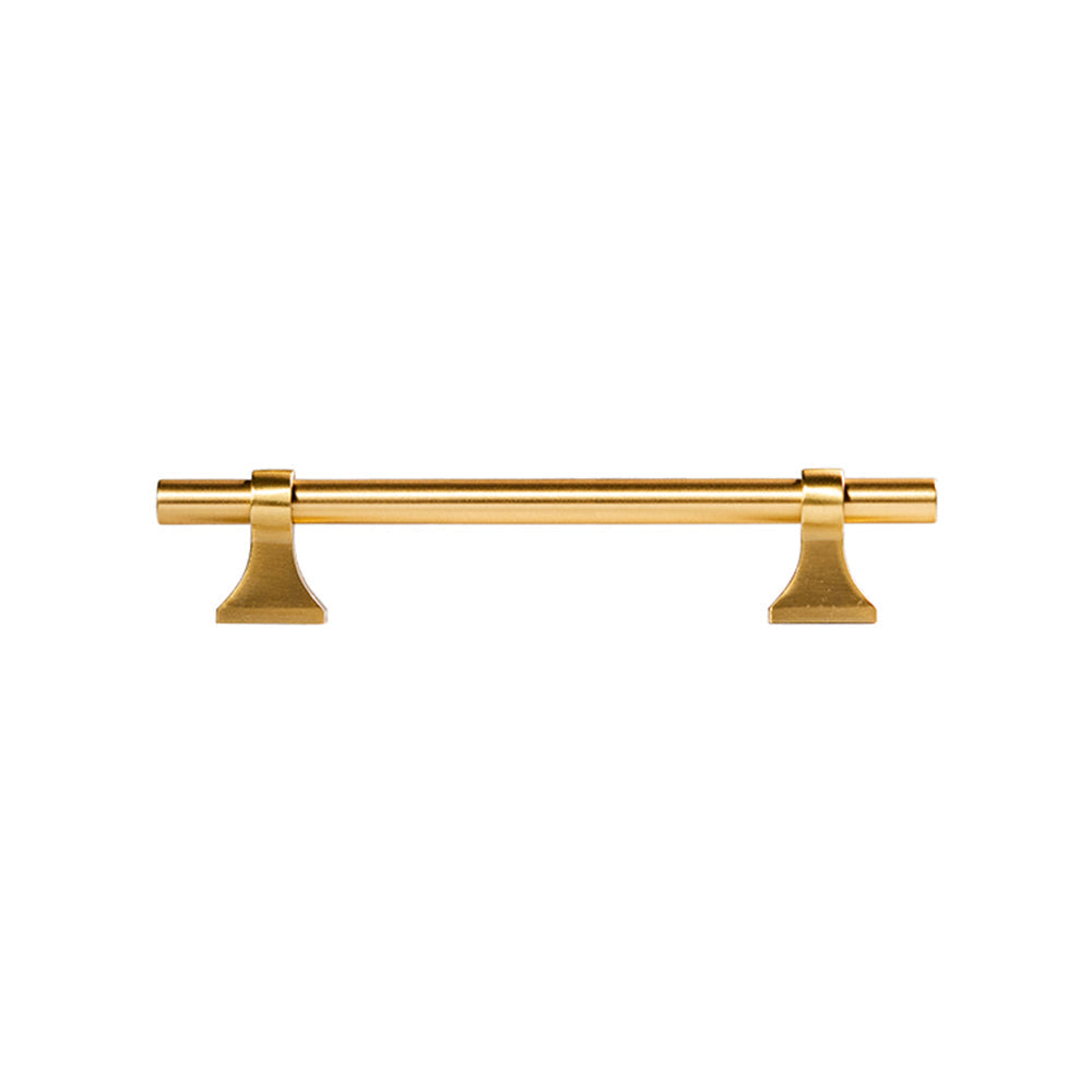 Vintage round bar cabinet pull with pedestal mounts, presented for reference on a clean neutral background