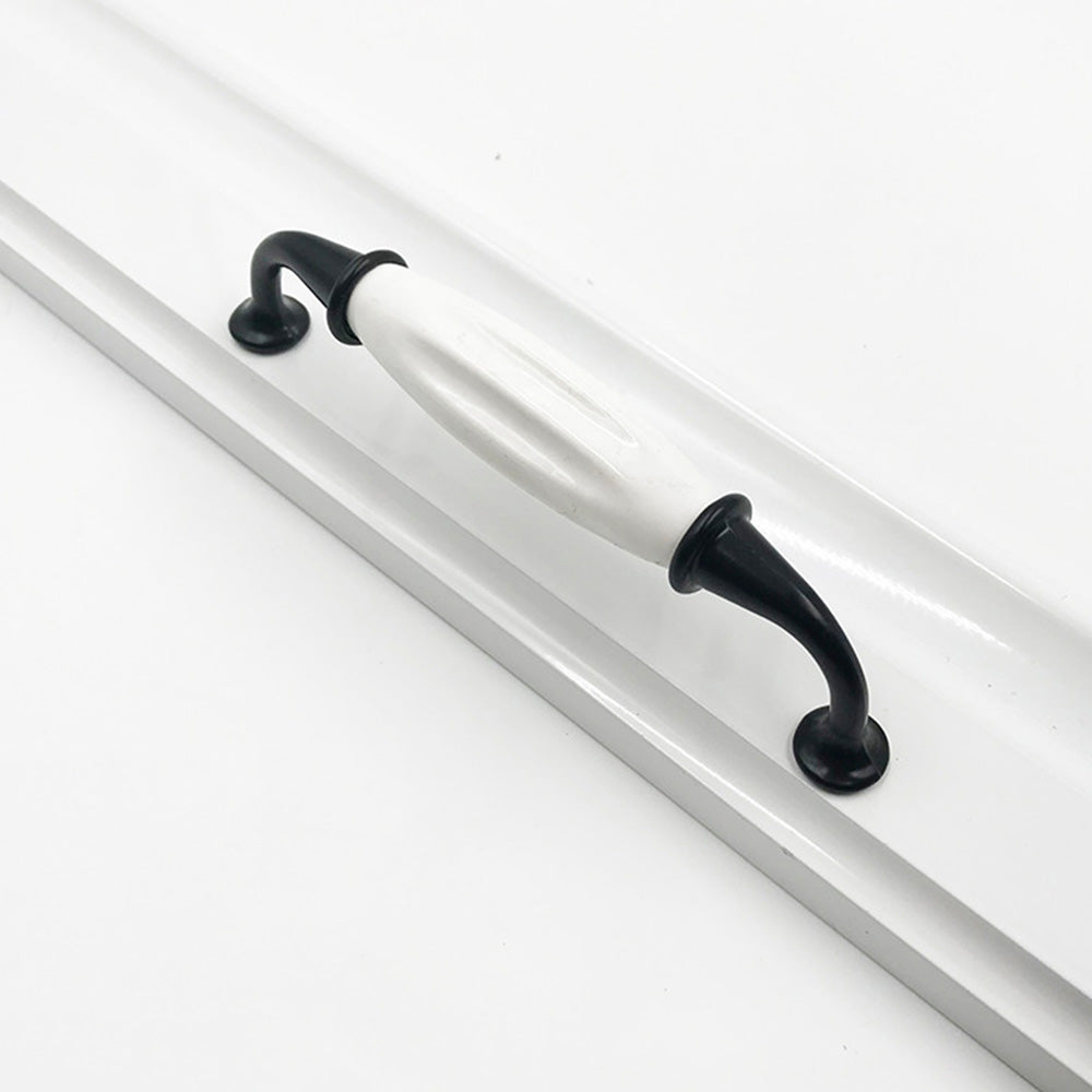 Comforsyco Vintage Brass and Black Cabinet Pulls with White Center Grip