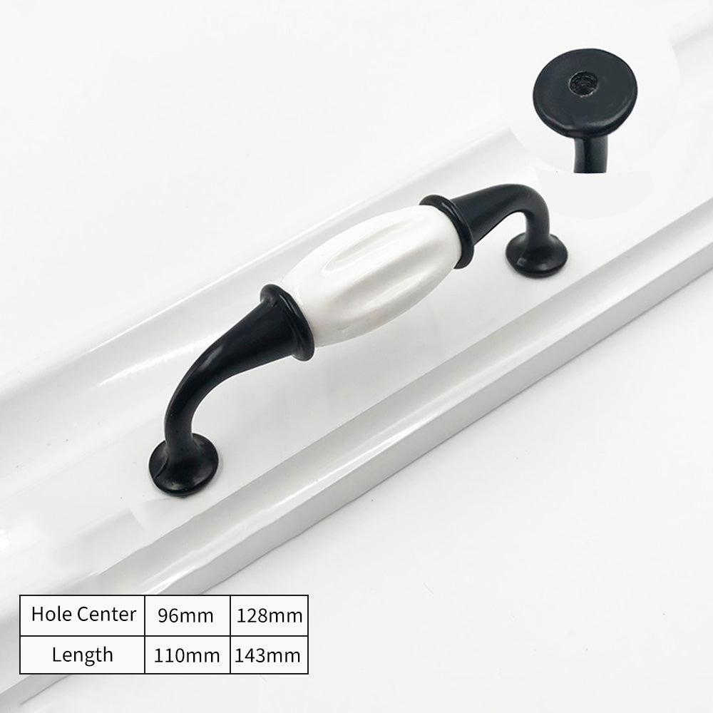 Comforsyco Vintage Brass and Black Cabinet Pulls with White Center Grip